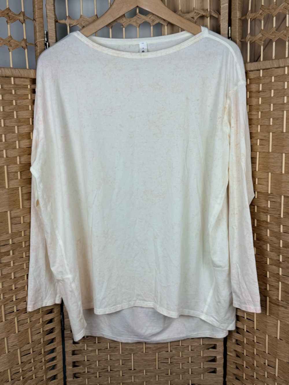 NWOT Lululemon Back in Action Long Sleeve Shirt Size 8 Cirrus Wash White Pink